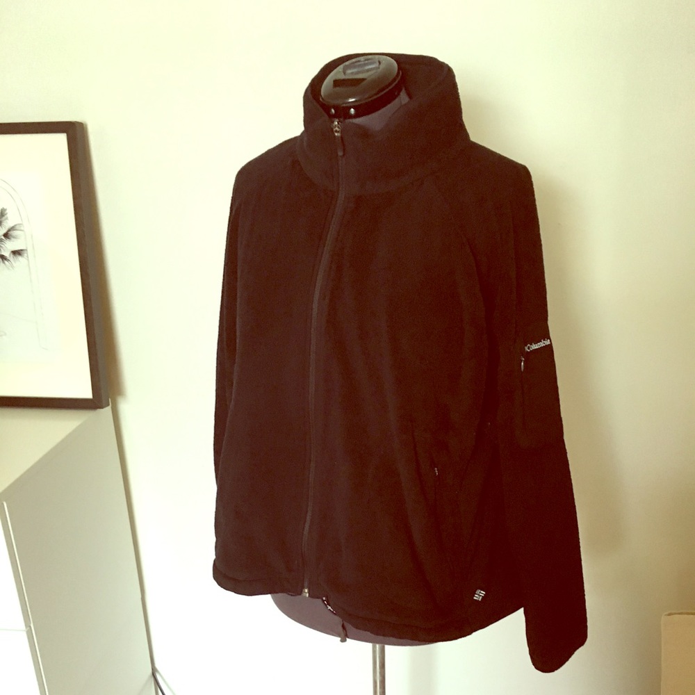Columbia Zip Front Fleece, black, plus size, 2x