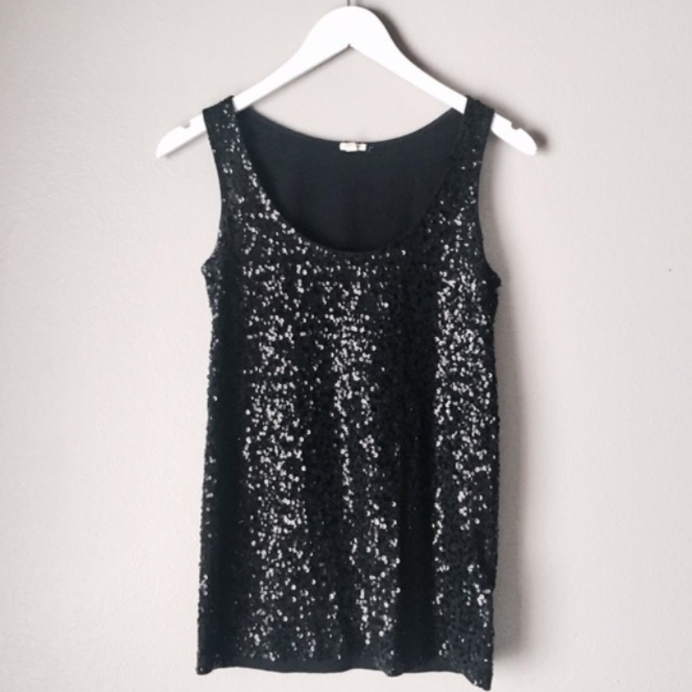 J. Crew black sequin dressy tank top