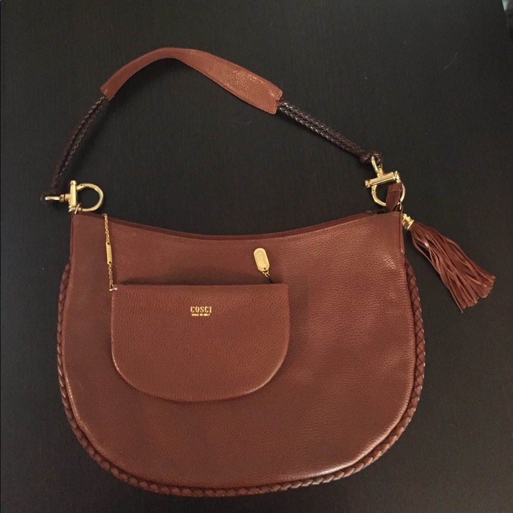 BRAND NEW Italian leather L Cosci bag in cognac 🌟