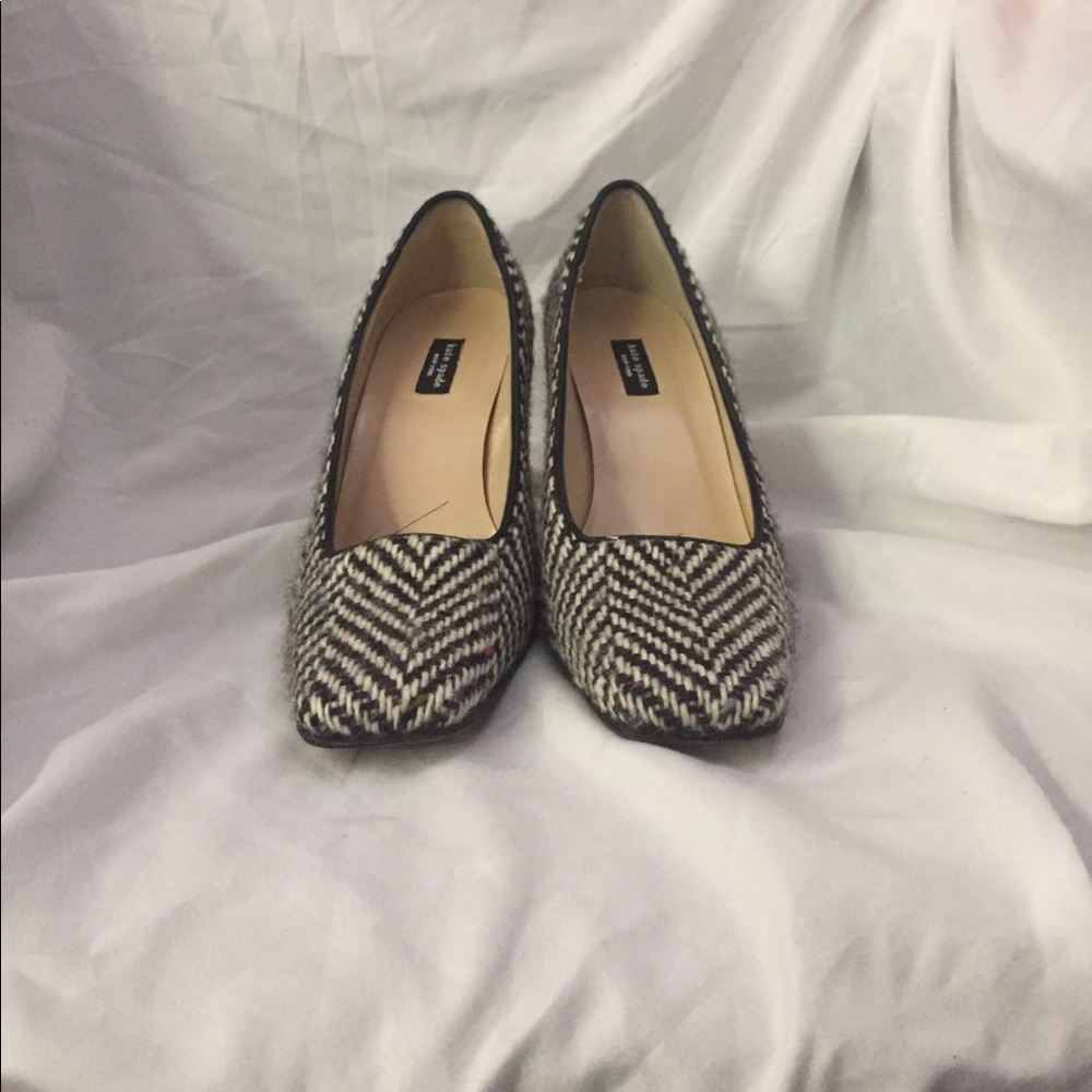 Kate Spade White and Black Tweed Pumps