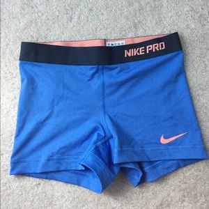 Blue Nike Pro Spandex Shorts