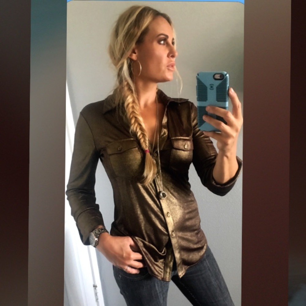 Long sleeved metallic brown shirt