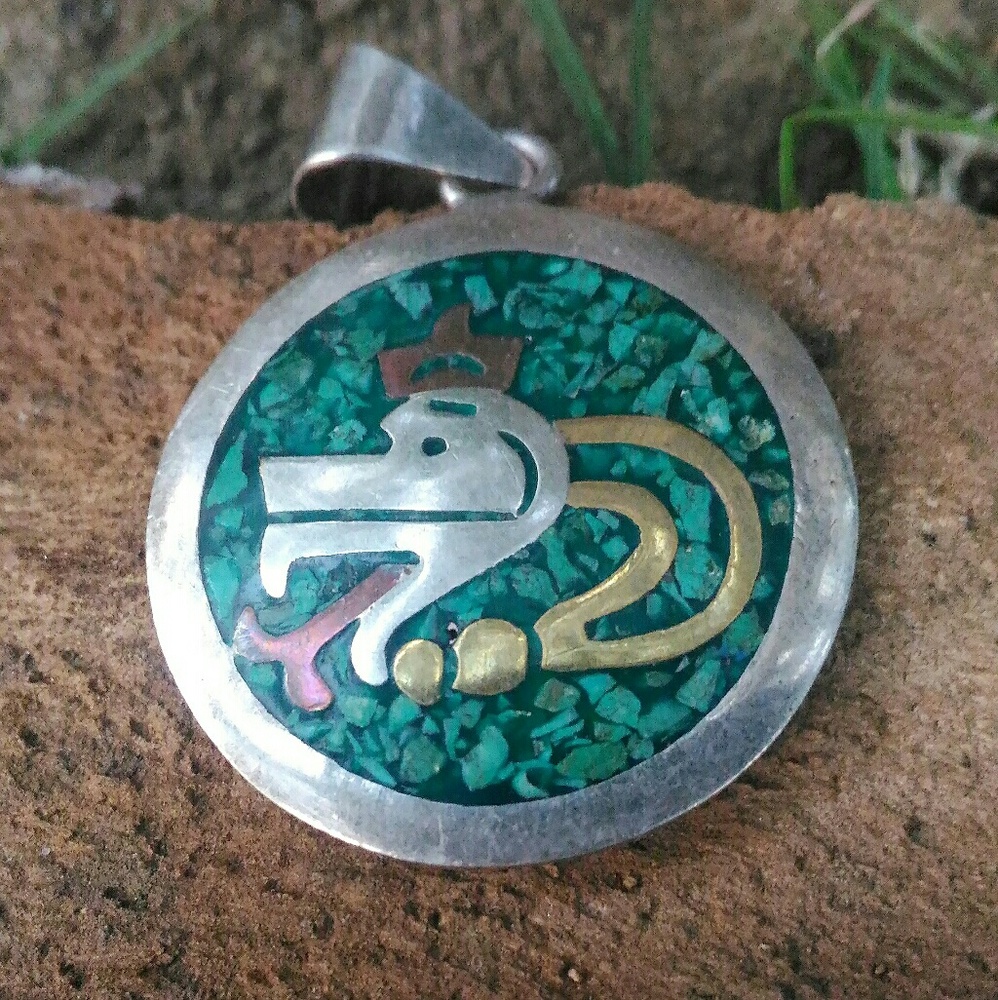 💖SOLD💖 sterling turquoise Taxco Dragon pendant