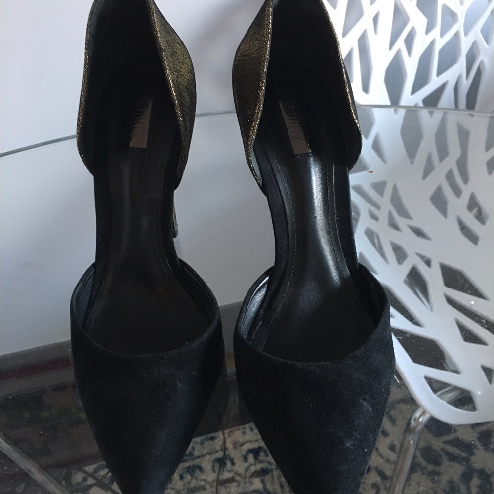 Gold and black stiletto heel