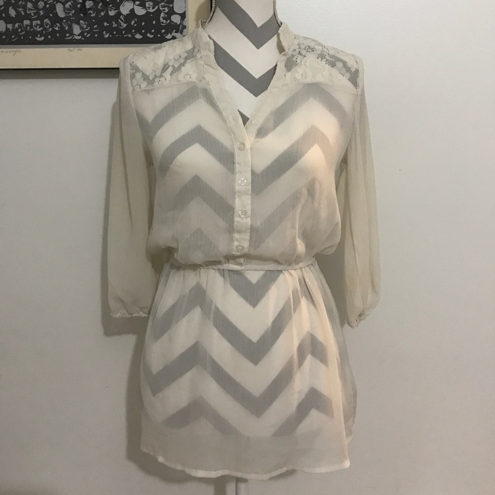 Ivory Cinched Waist Blouse