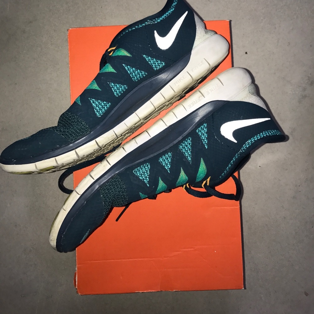 Nike Free sneakers teal neon green and blue 9.5