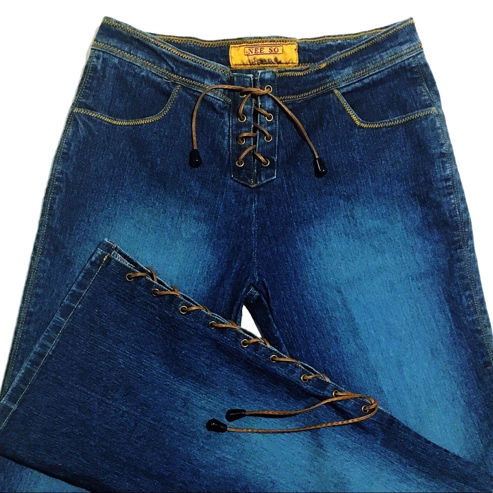 Early 00's Tie Up / Lace Up Hip Hugger Jeans