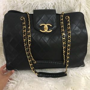Chanel supermodel black quilted shoulder bag