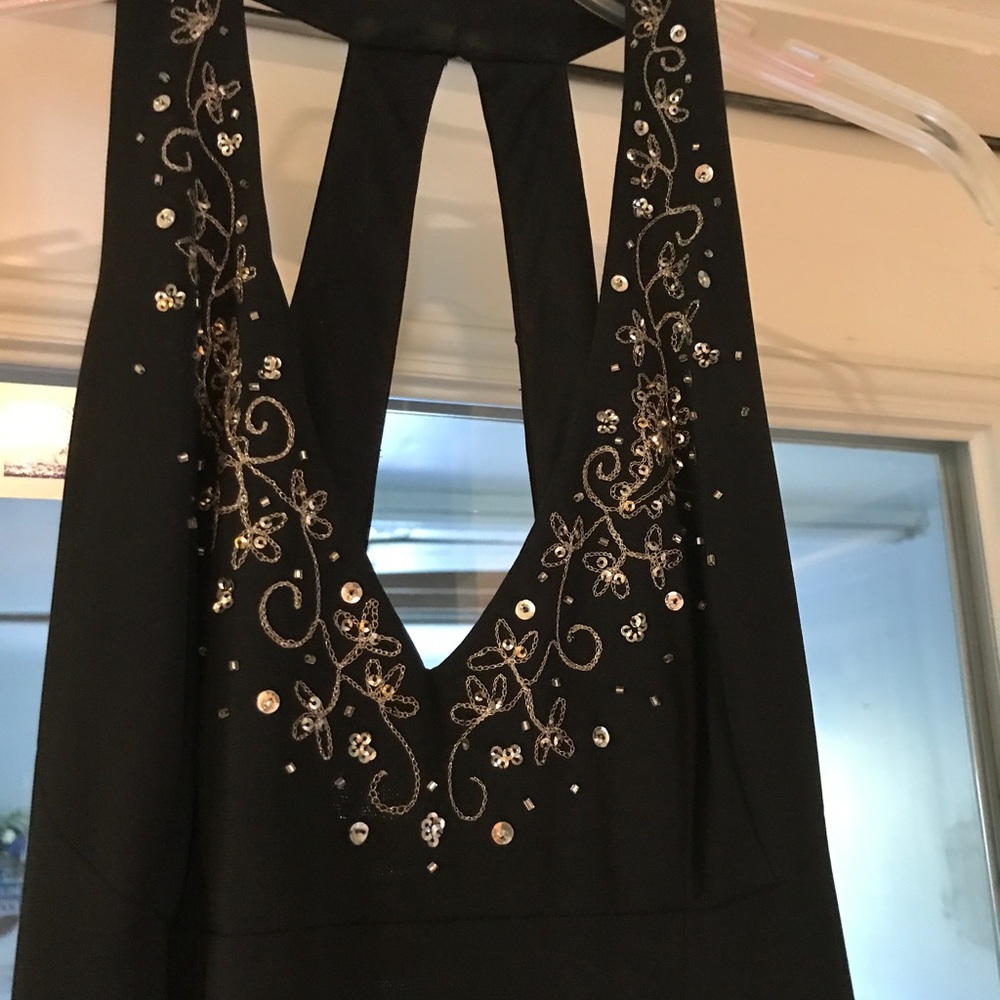 Black dress with beaded neckline and back