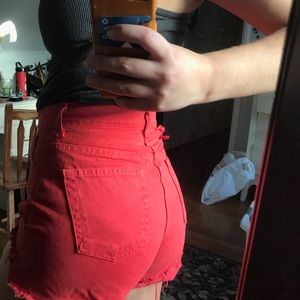 Brand Melville red denim high waisted shorts