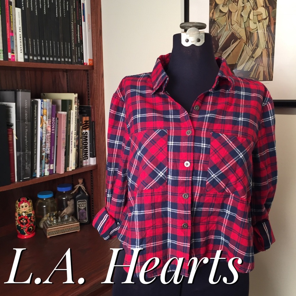 L.A. Hearts | Cropped Plaid Flannel Shirt