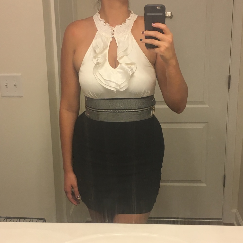 2x🥂HP🥂💄🍒HOT Dress w/ Keyhole Silky Ruffle Top