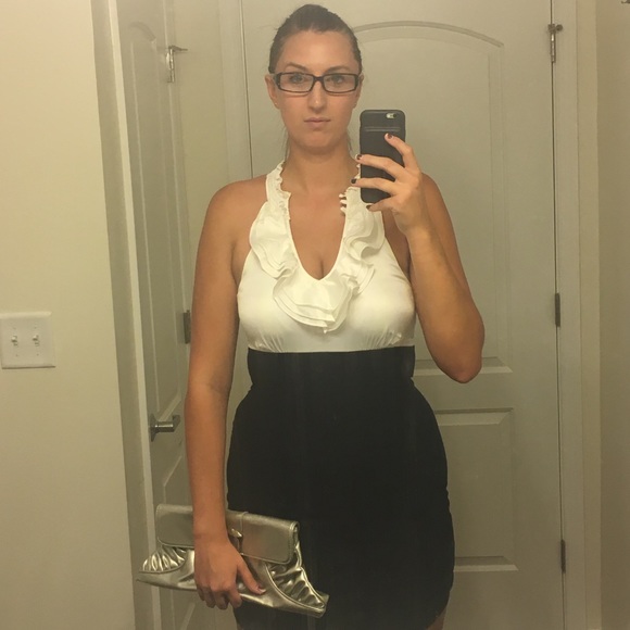 2x🥂HP🥂💄🍒HOT Dress w/ Keyhole Silky Ruffle Top - Picture 6 of 8