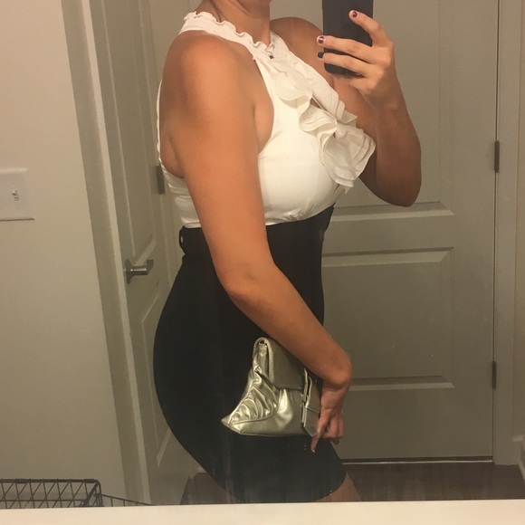 2x🥂HP🥂💄🍒HOT Dress w/ Keyhole Silky Ruffle Top - Picture 8 of 8