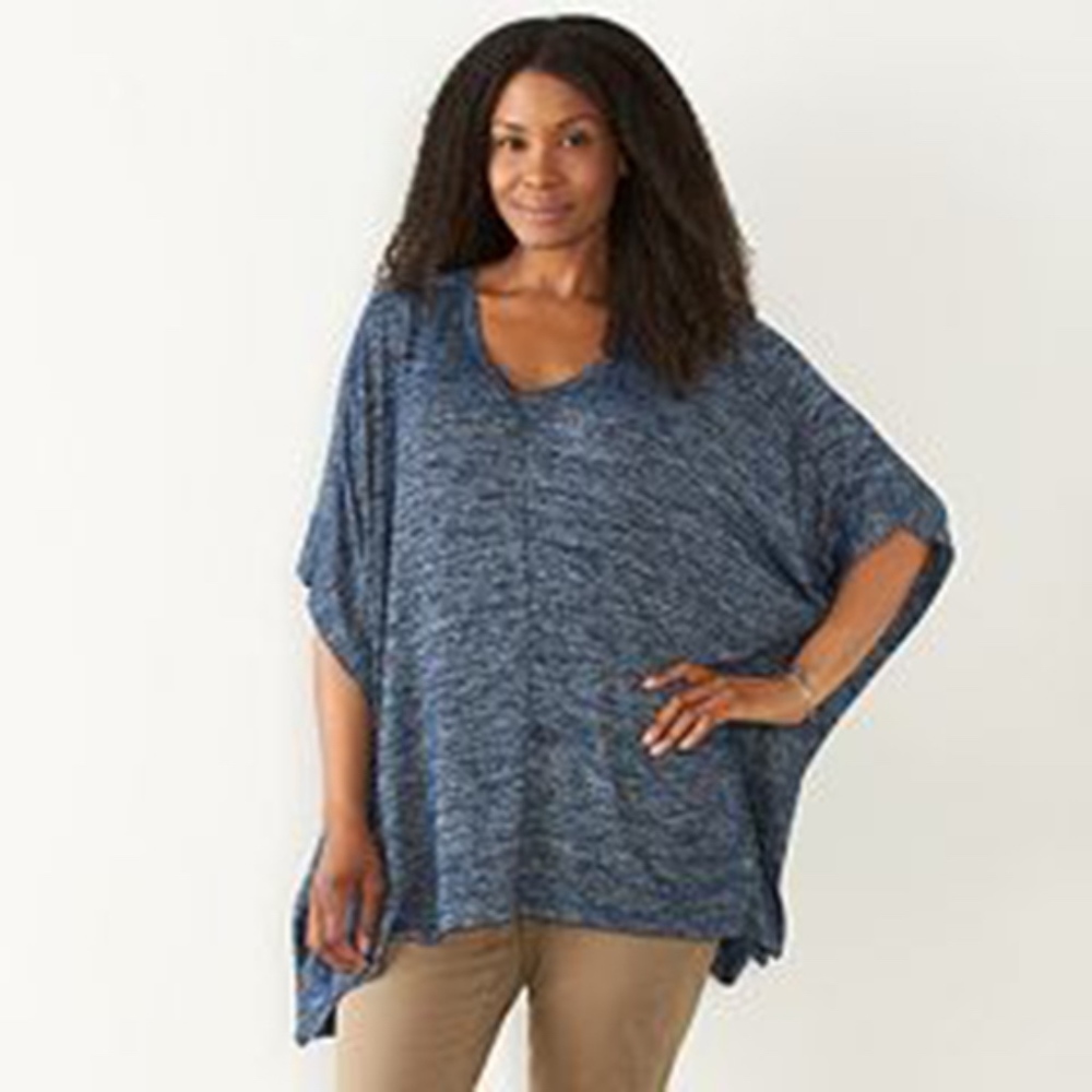 SONOMA Drapey Poncho Top Size 0X - 1X Blue NWT