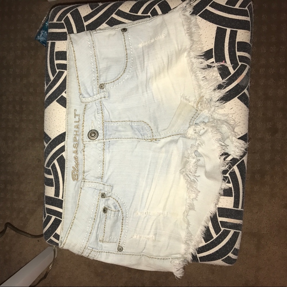 Light worn, light wash shorts