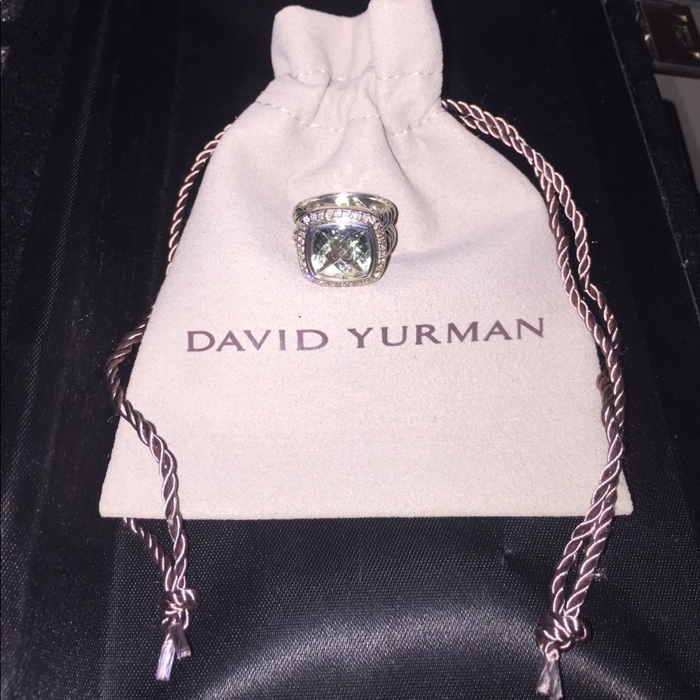 David Yurman Albion Ring w Prasiolite Dmds. 11mm