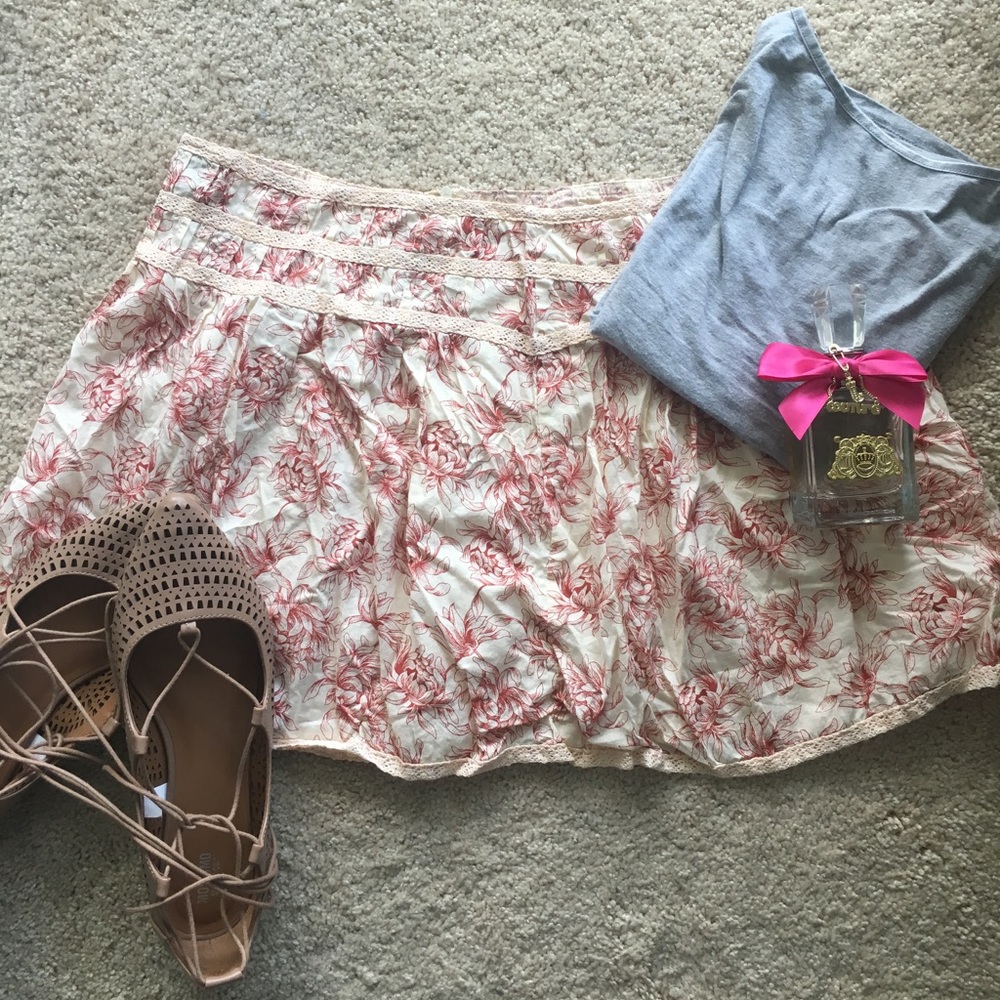 🌺 Pink Summer Floral Vacation Mini Skirt Large 🏝