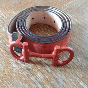 Salvatore Ferragamo Red Suede belt