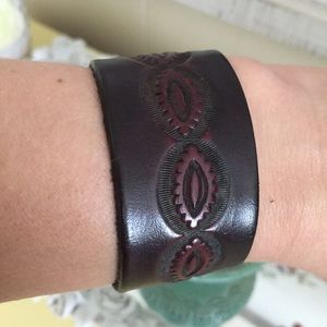 Embossed leather cuff bracelet