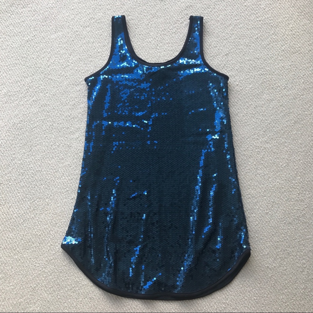 Romeo & Juliet Sequin blue tank blouse