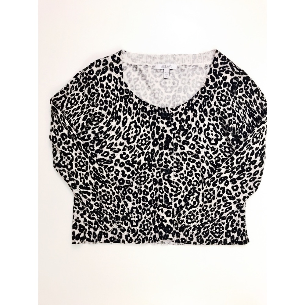 Delias Black & White Leopard Print Sweater