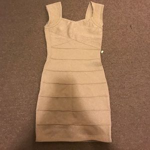 VERY flattering gold bondage dress