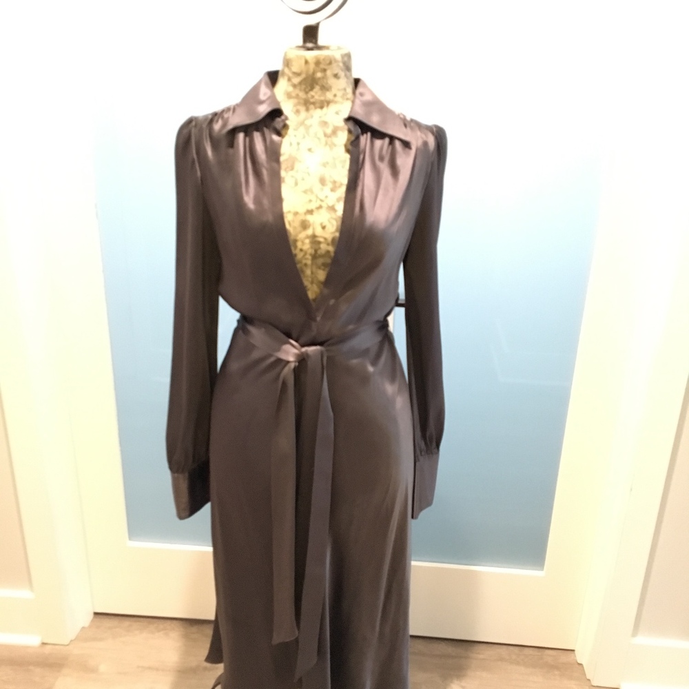 Charcoal Gray 100% Silk Dress