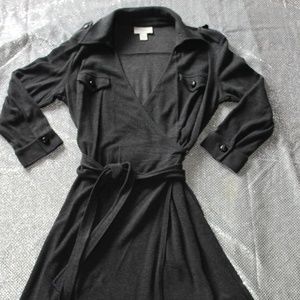 Ann Taylor Loft Charcoal Knit Wrap Dress Size 8