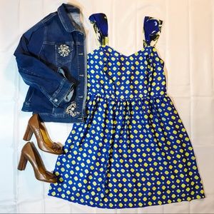 Blue and Lime Green Ikat Dress