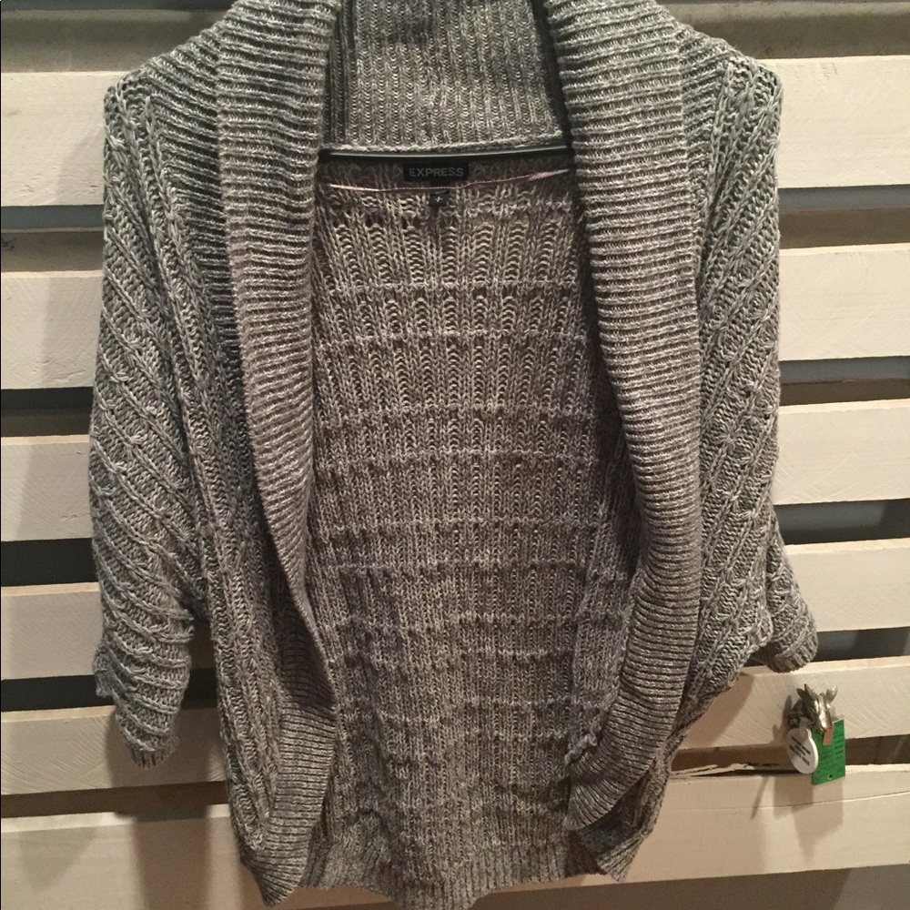 Gray cardigan sweater