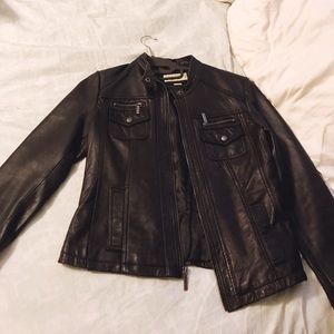 Michael kors black leather jacket