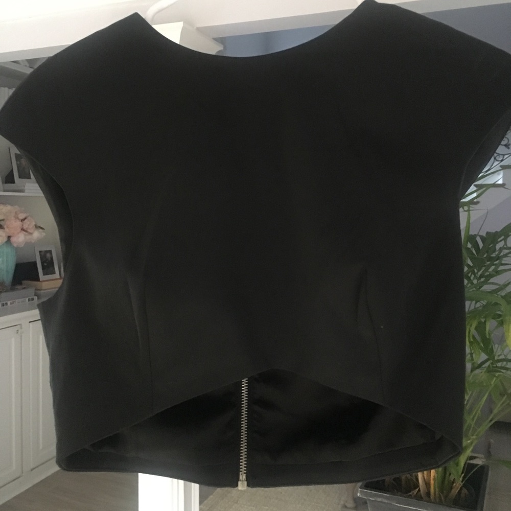 Nasty Gal Black Satin Cropped Top