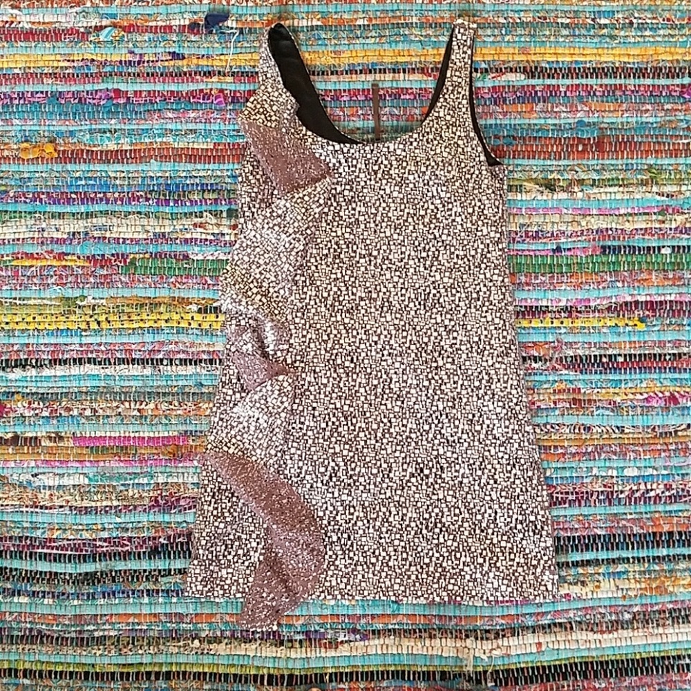 Guess Metallic Ruffle Tank Dress SZ 8