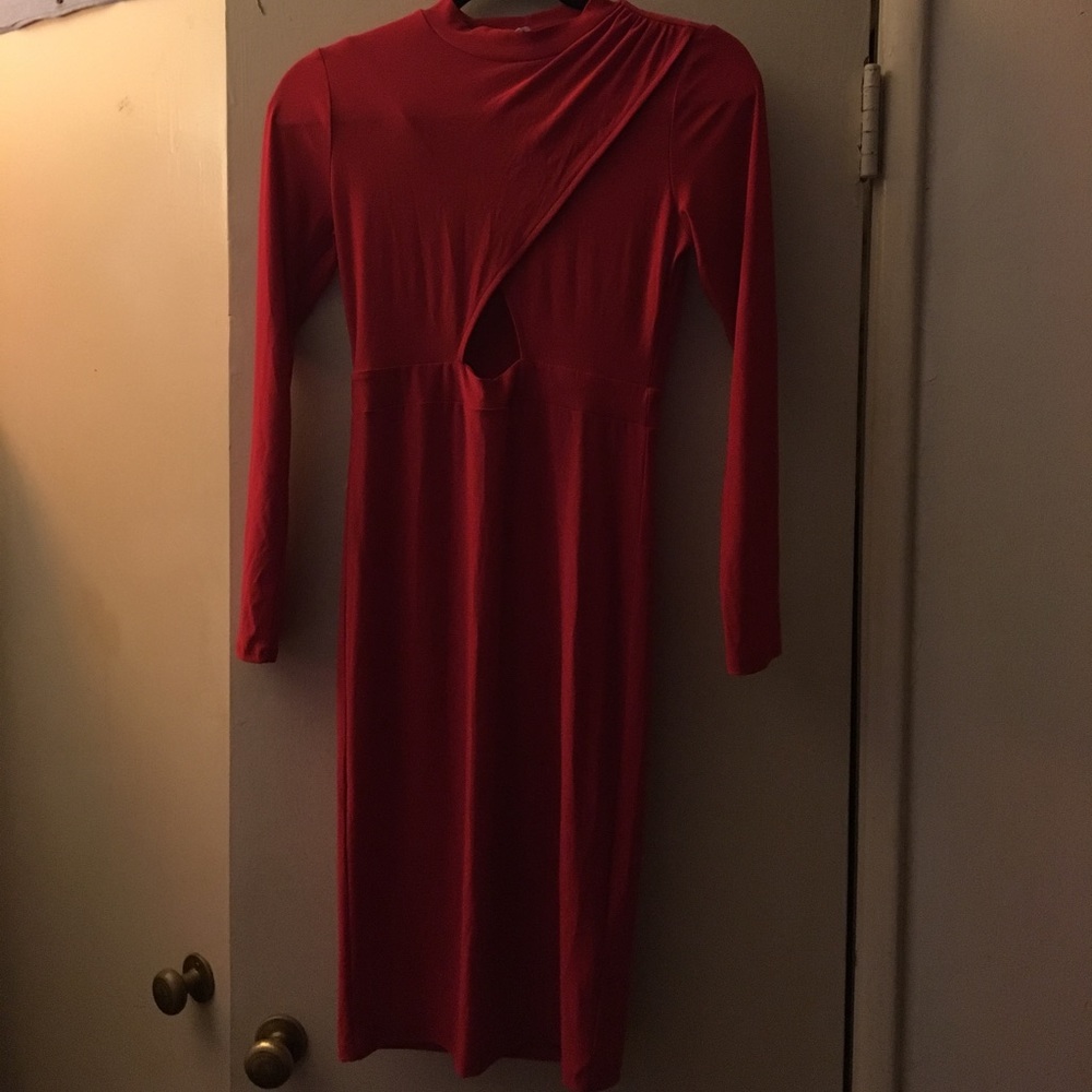 Red midi dress