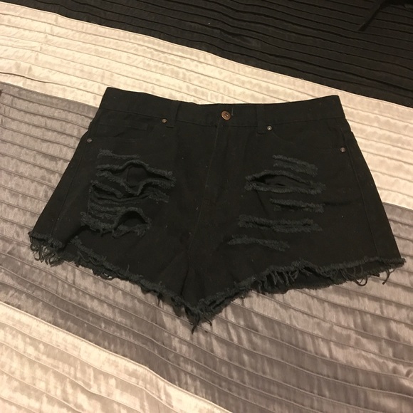 black ripped booty shorts
