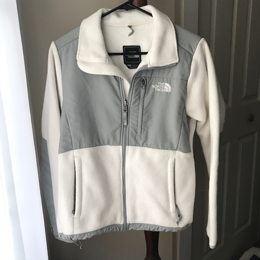 White and Gray North Face Fleece