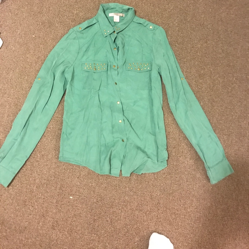Mint studded button down