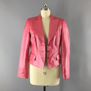Cache Pink Leather Jacket Blazer