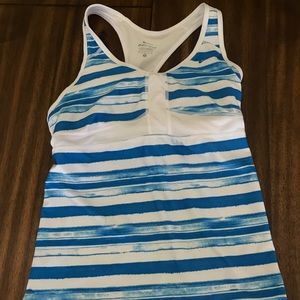 Nike Women's Dri-Fit Blue and White Tank Top Sz M