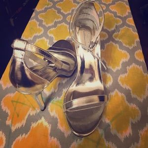 Silver strappy heels