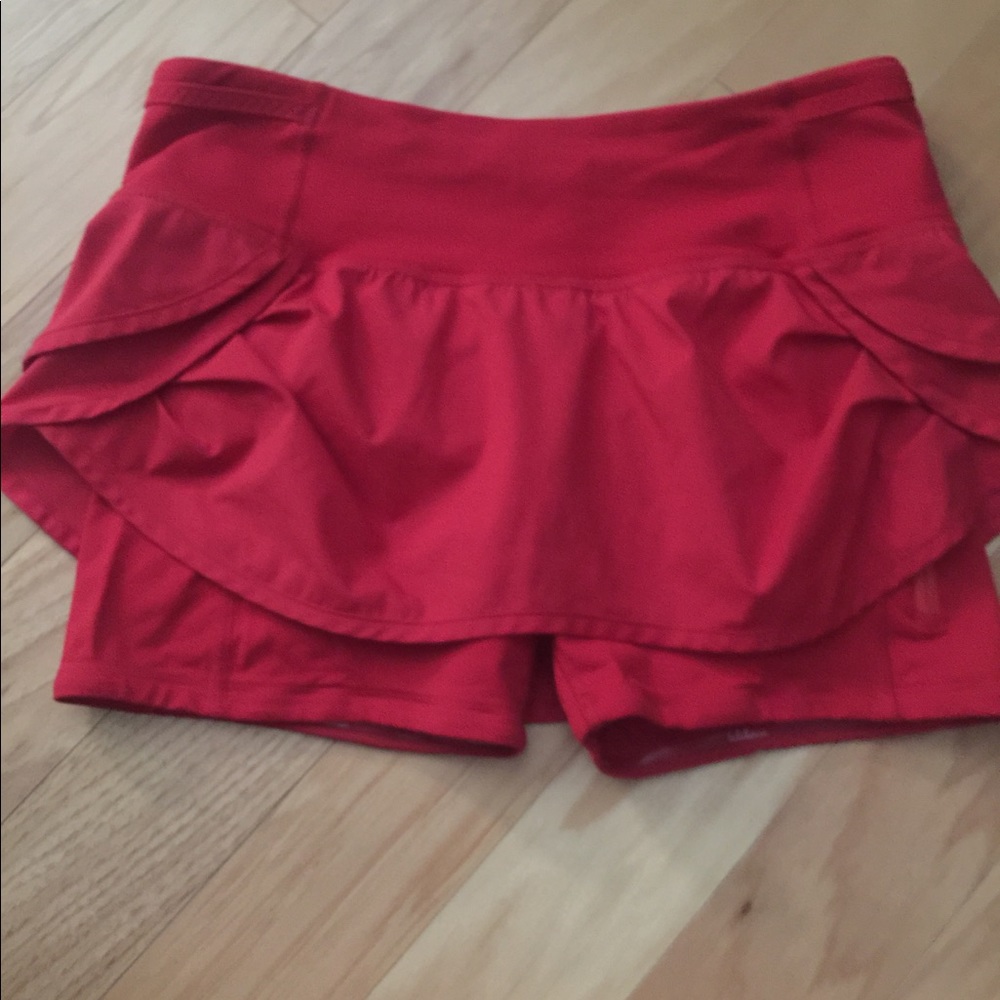 Red Lululemon workout skirt
