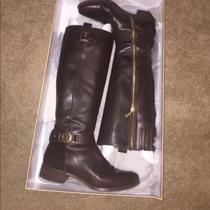 MICHAEL KORS BROWN LEATHER RIDING BOOTS