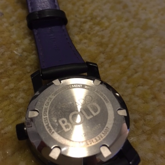 Sold! Movado Women's Bold Black and Purple Watch - Picture 4 of 7