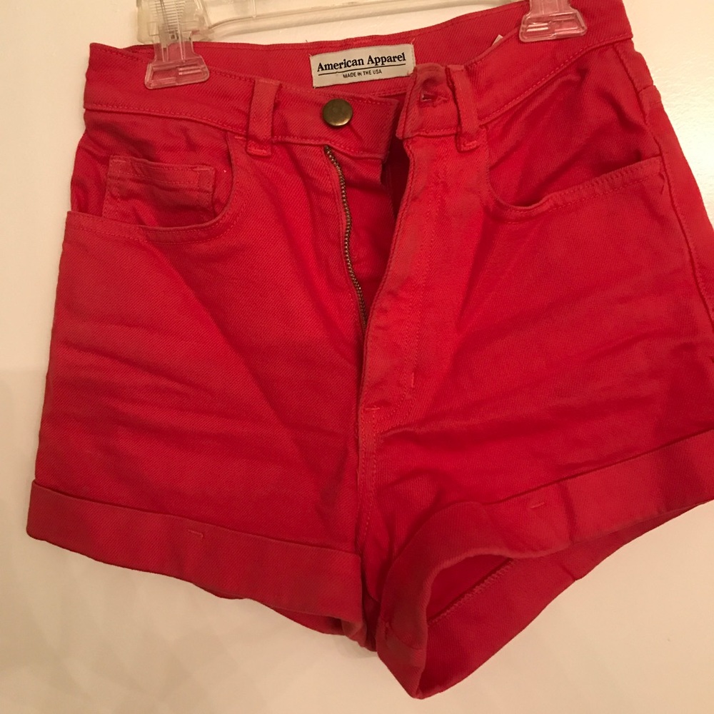 American apparel high waisted red shorts.