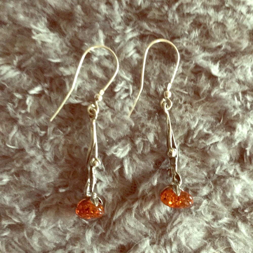 Dangle Earrings with Amber