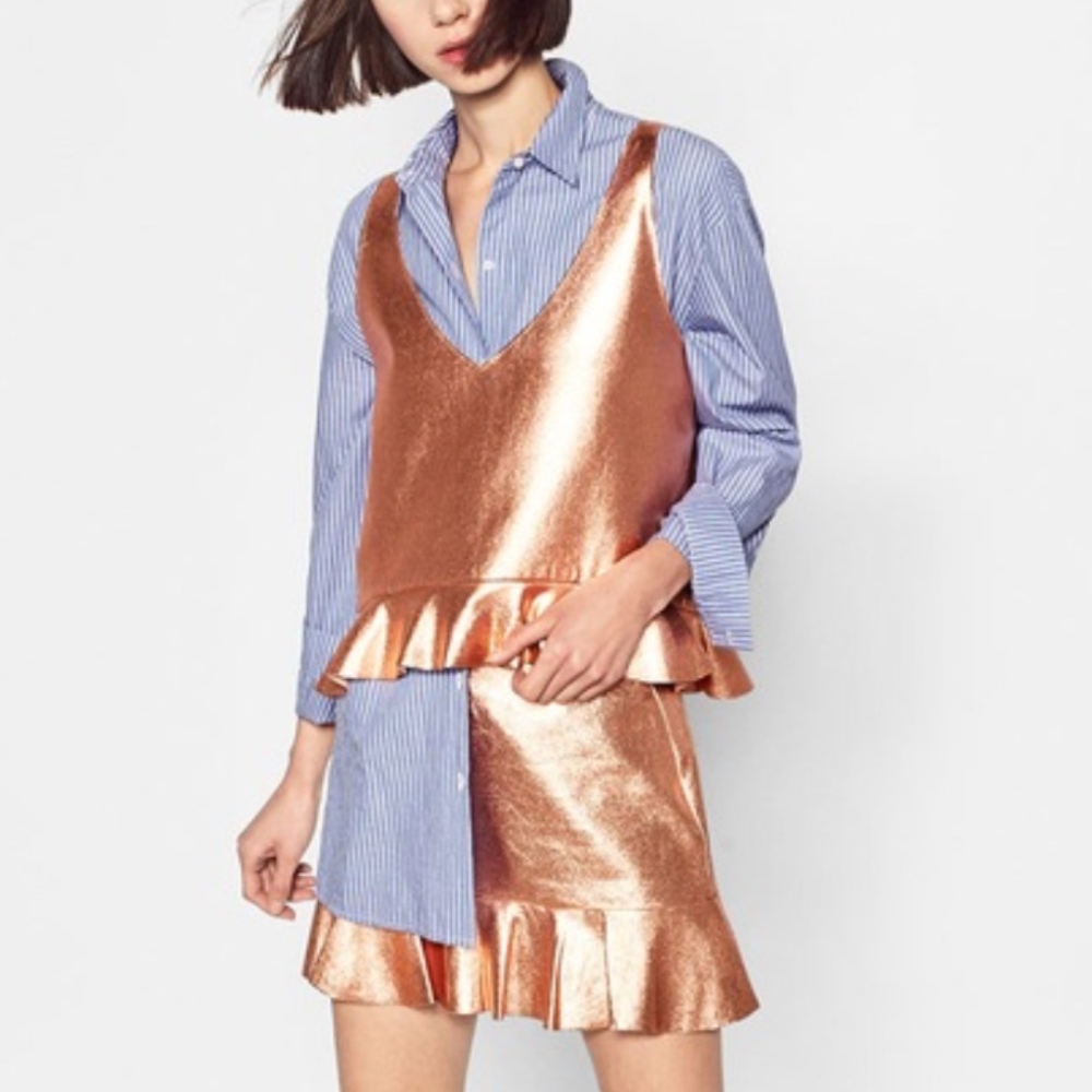 ZARA Rose Gold High Low Top