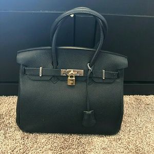 black leather bag