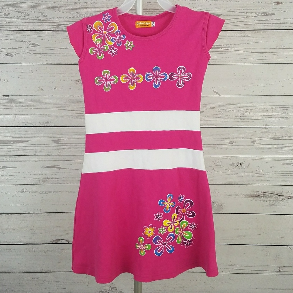 Dolce Liya Flower Print Dress Size 7 (7 Years)