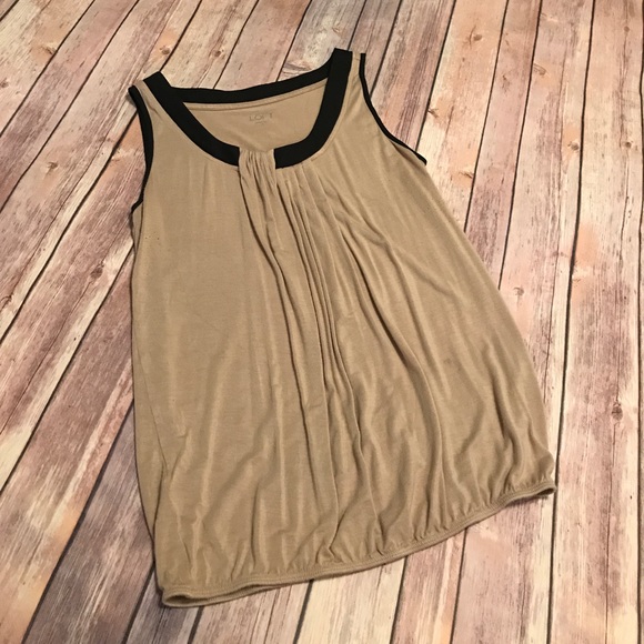 LOFT Tops - ✨HP✨ {Ann Taylor Loft} Tan & Black Draped Tank